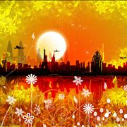 Picture Of Utopian Orange Skyline